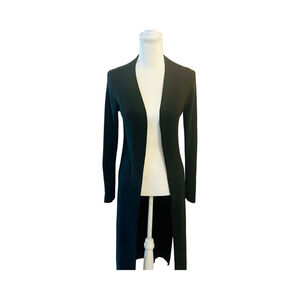 White House Black Market Black Ribbed Long Cardigan S